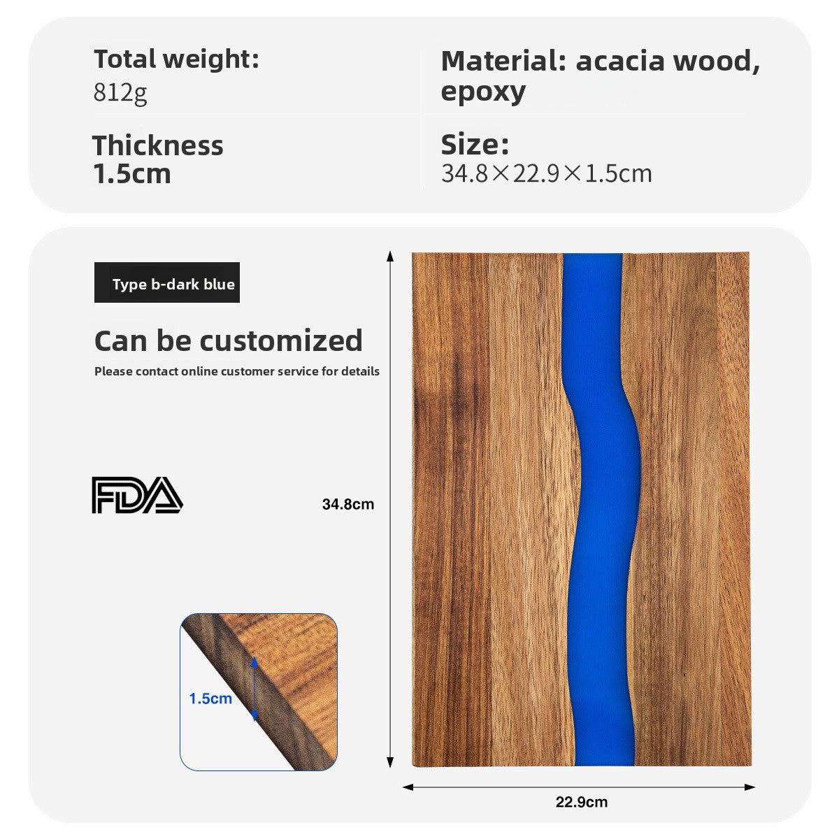 Resin River Acacia Wood Charcuterie Board